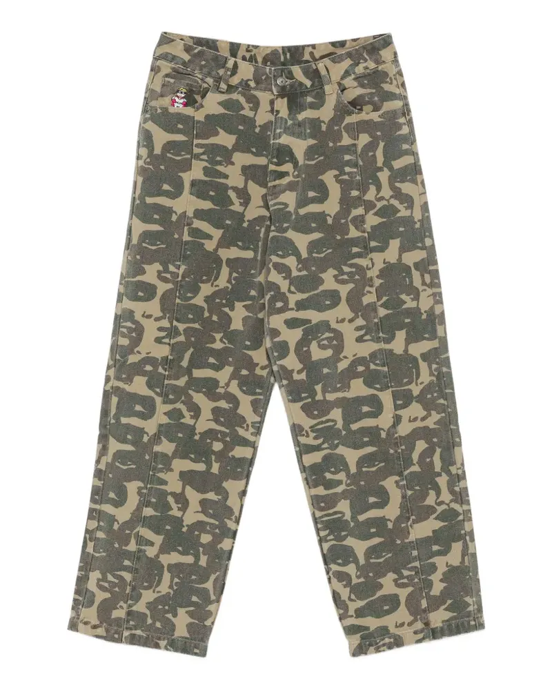 KidSuper Face Camo wide-leg jeans - Grün Grün