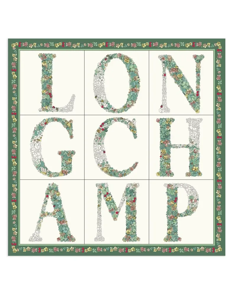 Longchamp Seidenschal mit Blumen-Monogramm - Grün Grün