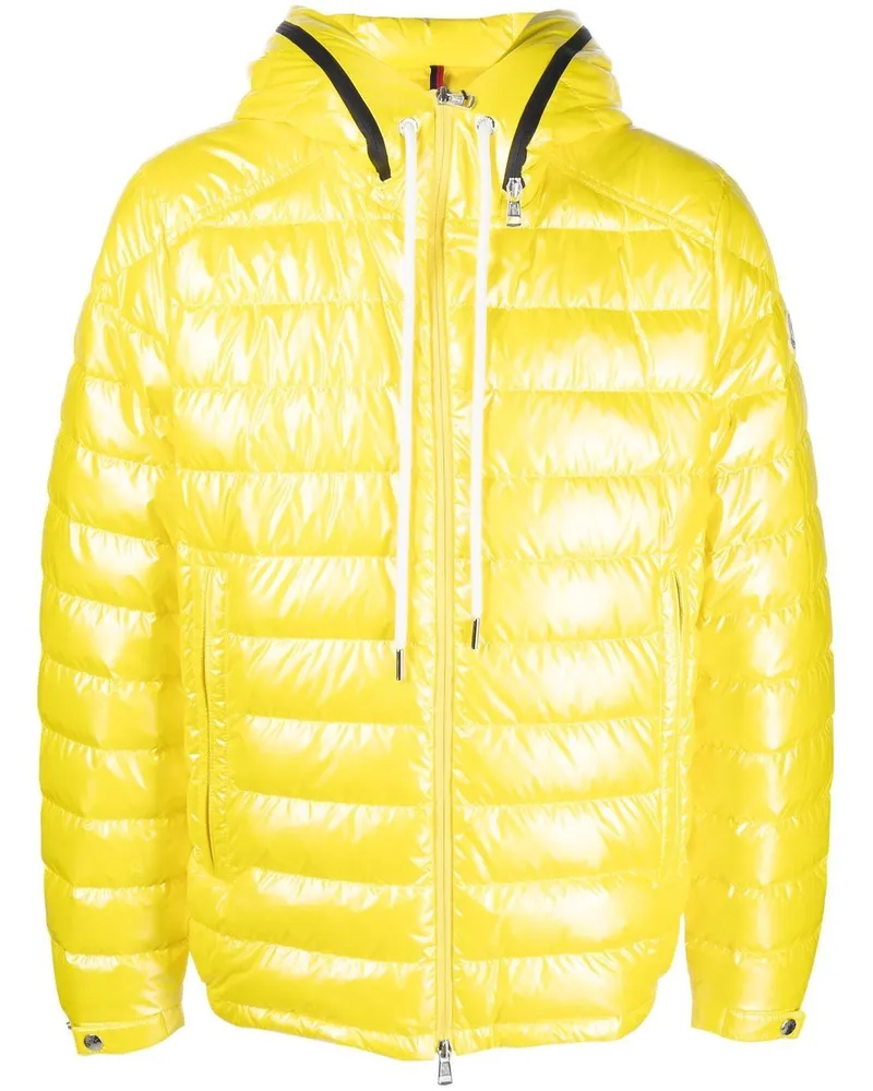 Moncler Gefütterte Jacke mit Logo-Print - Gelb Gelb