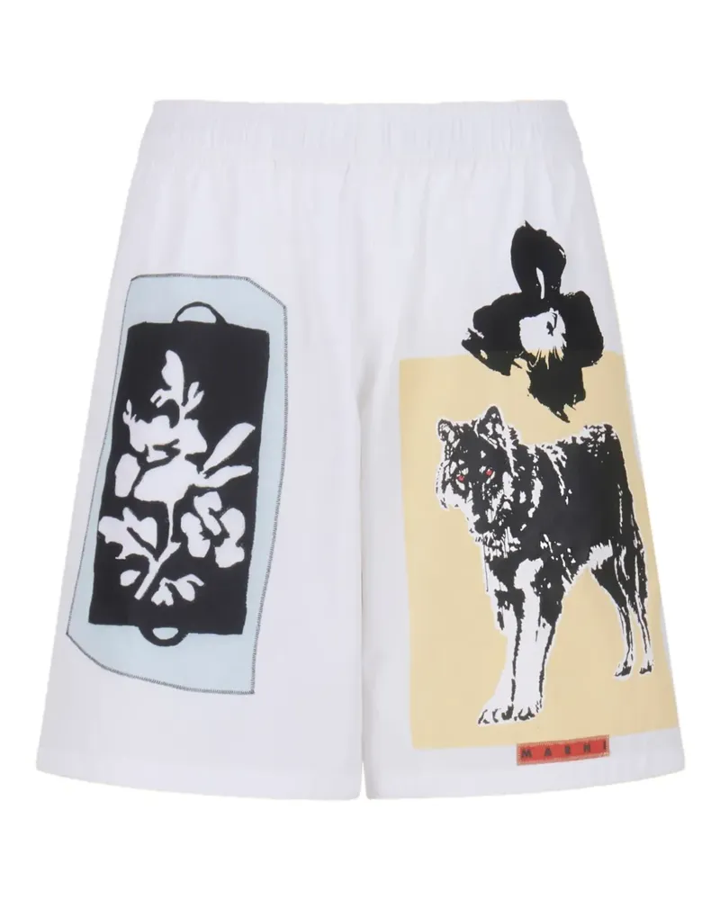 Marni Shorts mit grafischem Print - 00W01 WHITE 00w01