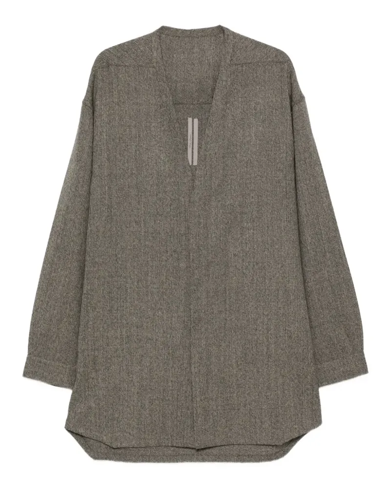 Rick Owens Kragenloses Hemd mit Webriemen - Grau Grau