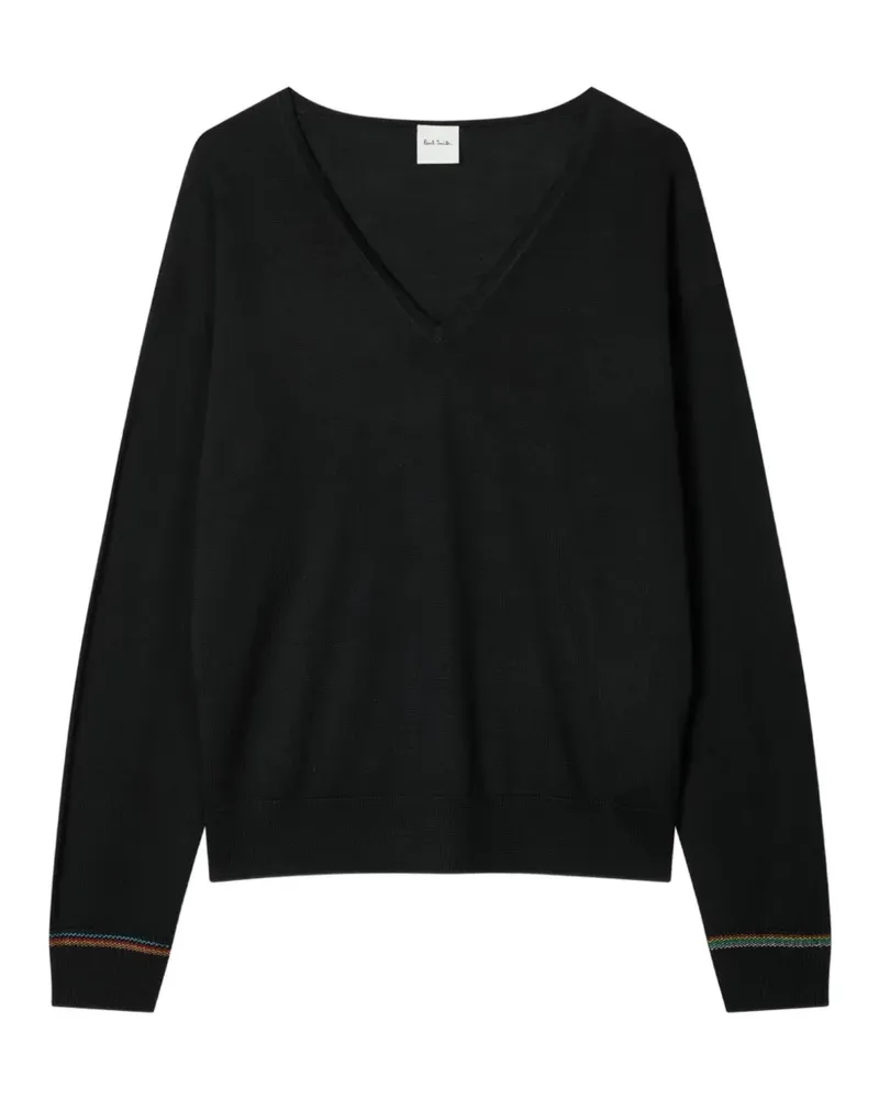 Paul Smith V-Ausschnitt-Pullover mit Streifen - Schwarz Schwarz