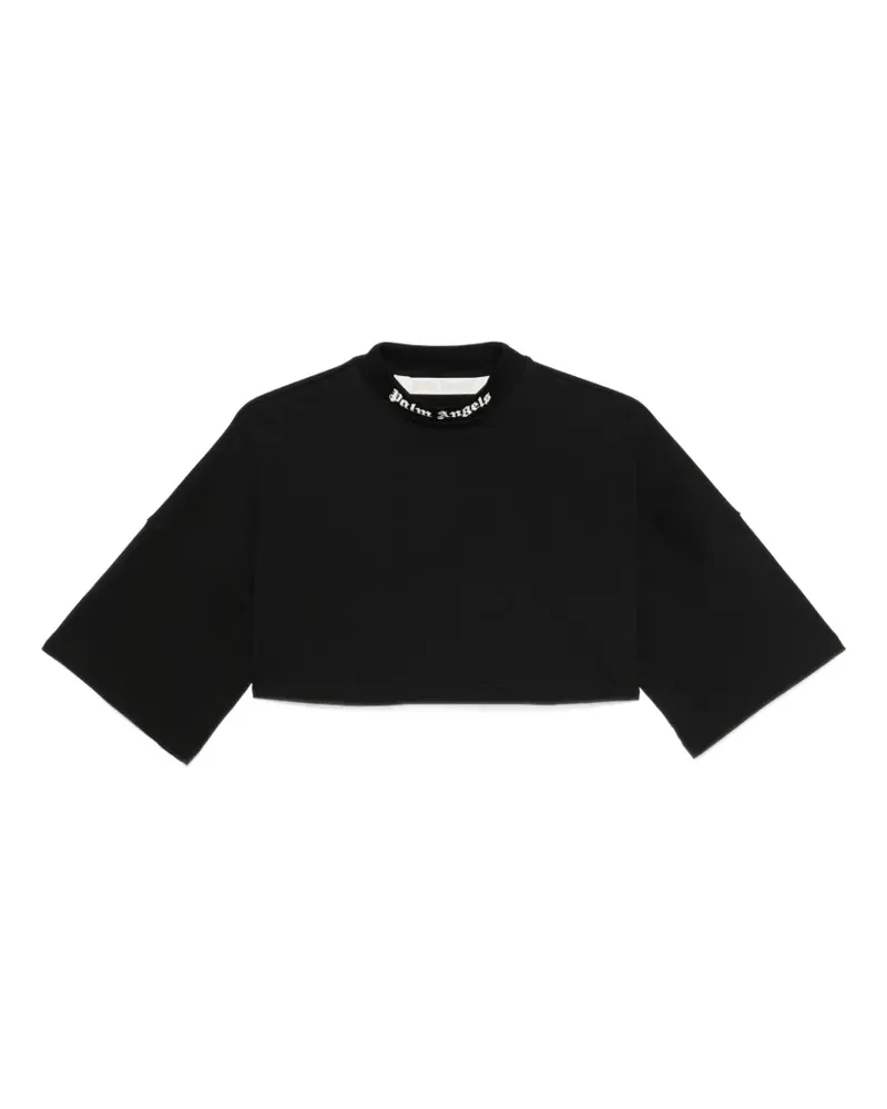 Palm Angels Cropped-T-Shirt mit Logo-Print - Schwarz Schwarz