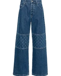 Marine Serre Regenerated Wide-Leg-Jeans Blau