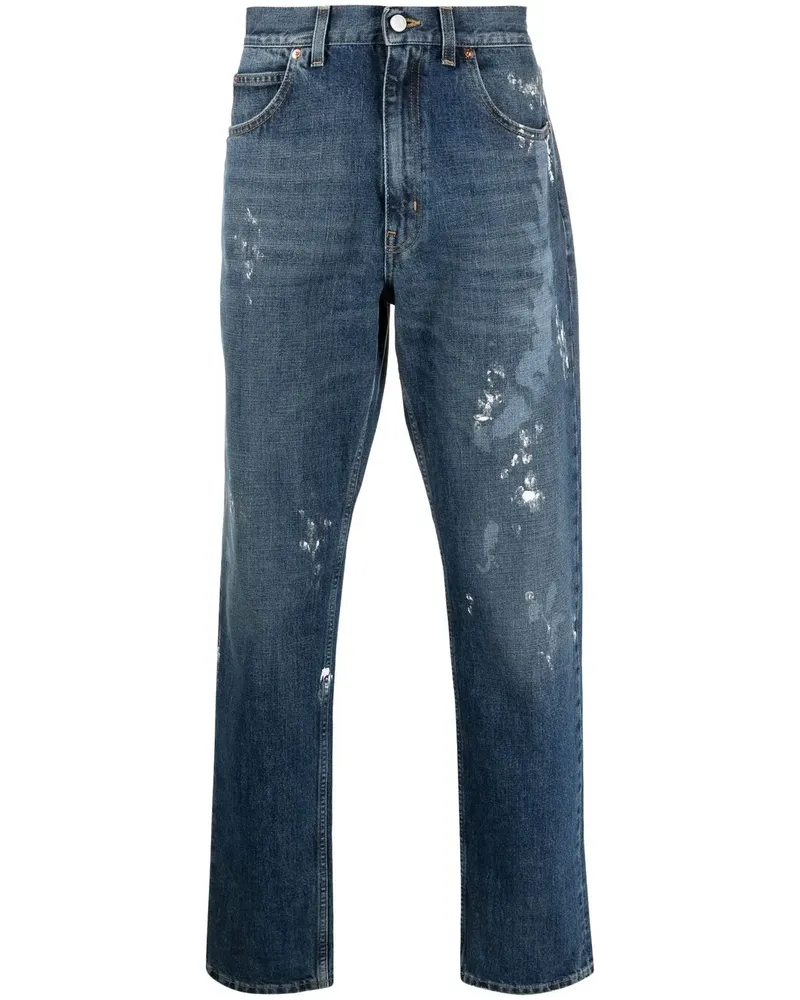 Martine Rose Gerade Jeans mit Farbklecks-Print - Blau Blau