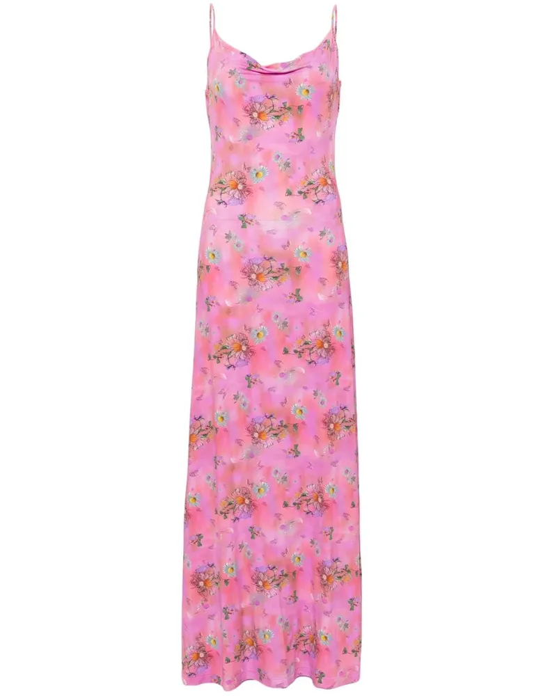 Margherita MACCAPANI Ita Maxikleid mit Blumen-Print Rosa