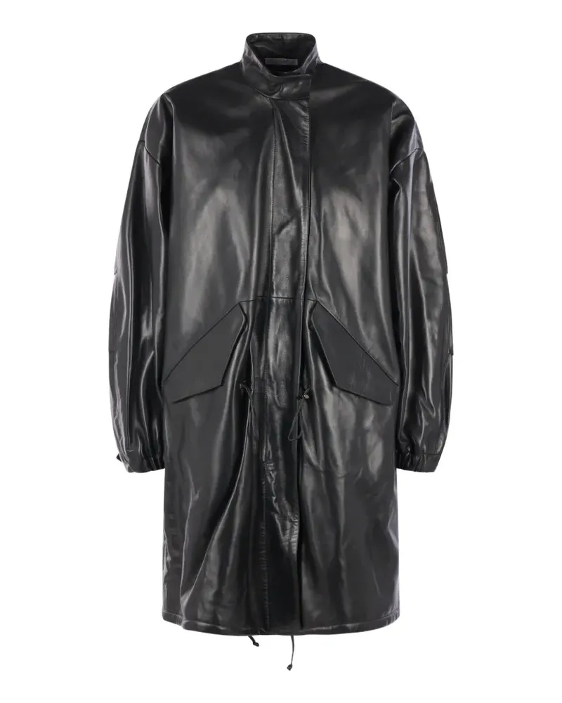 Dušan drawstring-waist leather coat - Grau Grau