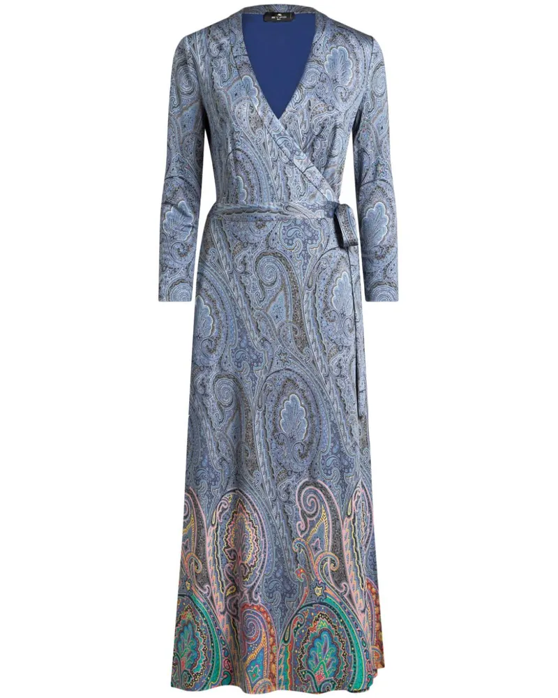 Etro Wickelkleid mit Paisleymuster - Blau Blau
