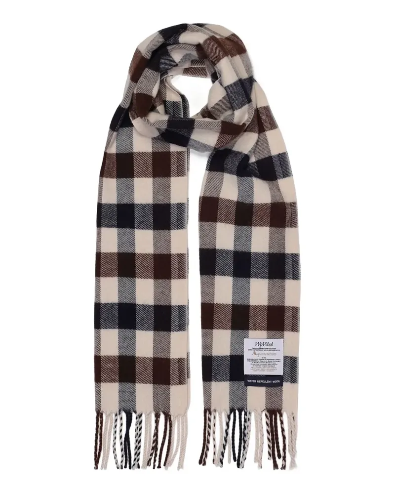 Aquascutum Karierter Macro Club Schal mit Quasten - Nude Nude