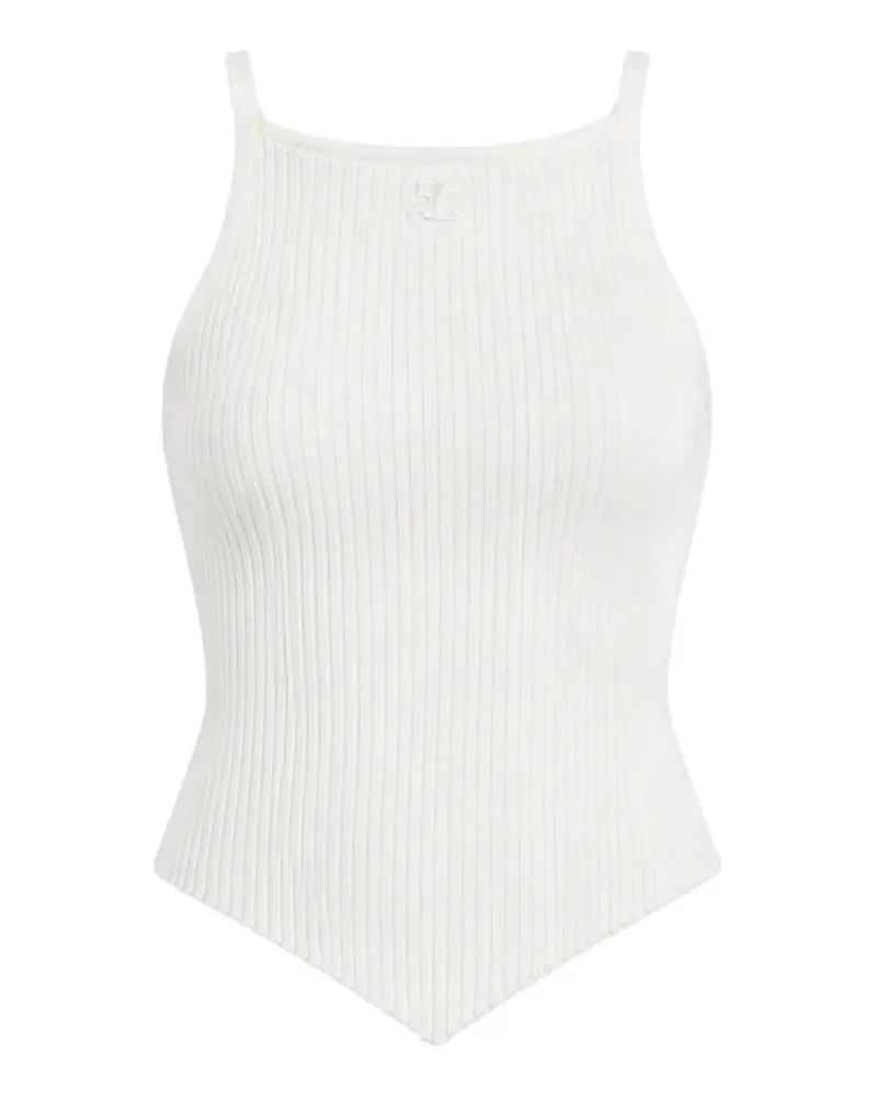 Courrèges ribbed-knit logo-detail top - Weiß Weiß