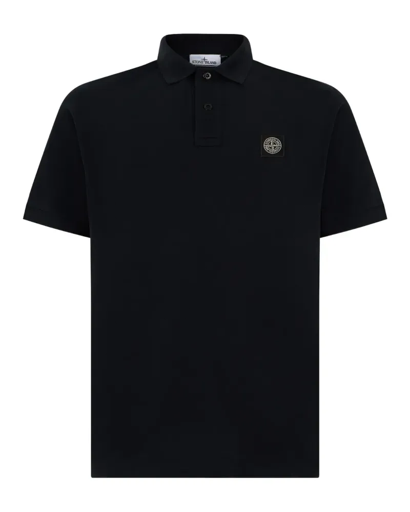 Stone Island logo-patch polo shirt - Schwarz Schwarz