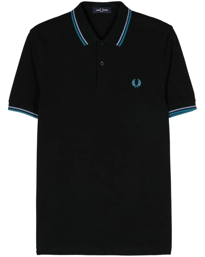 Fred Perry Poloshirt mit Logo-Stickerei - Schwarz Schwarz