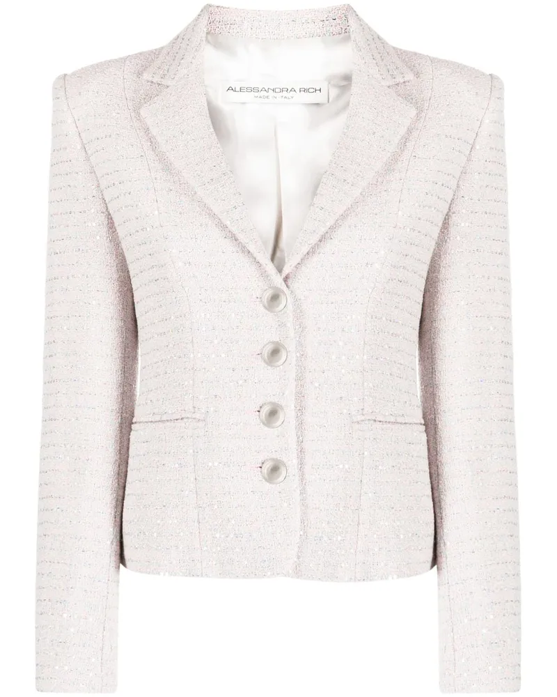 Alessandra Rich Einreihiger Tweed-Blazer Rosa