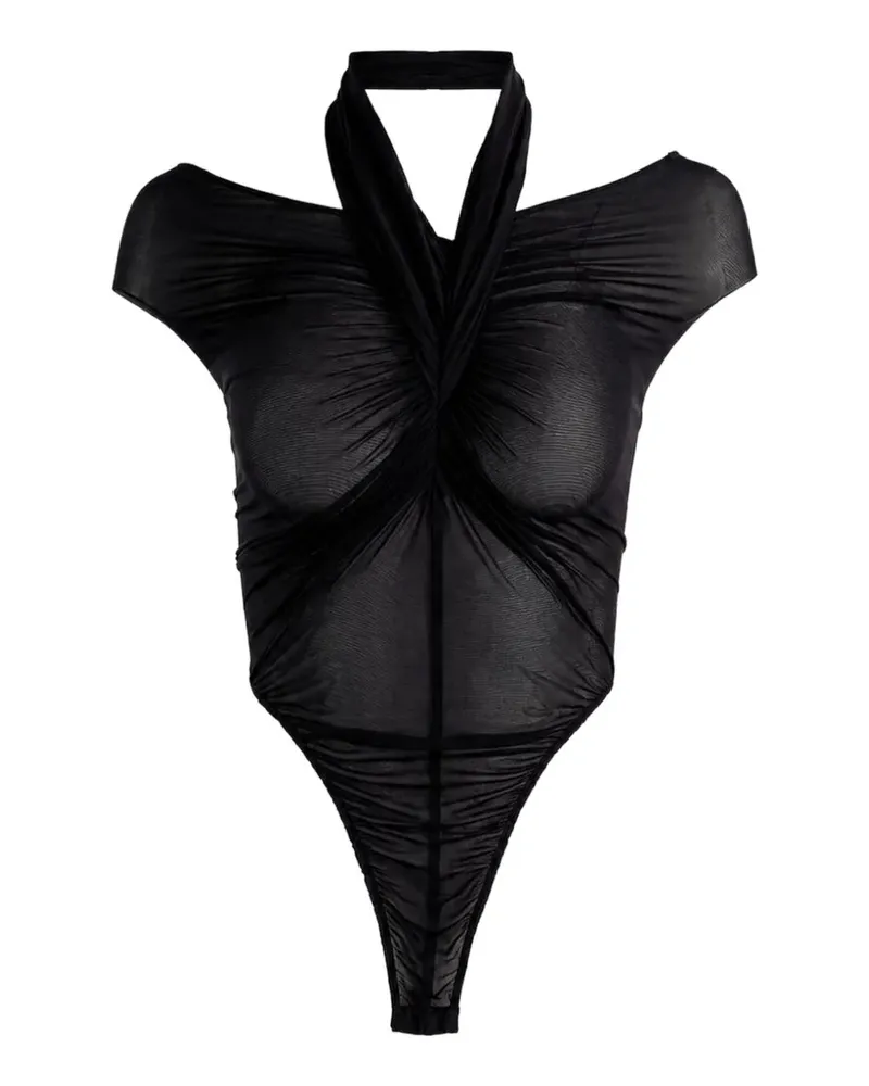 ATLEIN draped bodysuit - Schwarz Schwarz