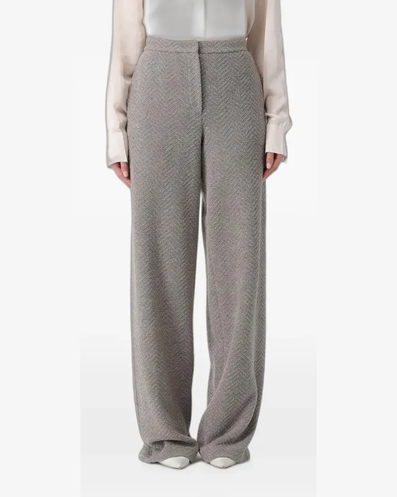 Emporio Armani chevron-knit wide-leg trousers - Grau Grau