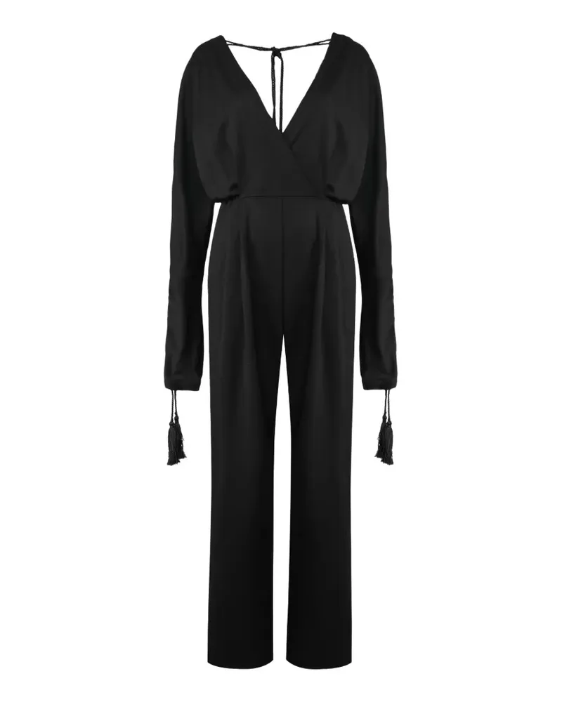 Alberta Ferretti tassel-detail v-neck jumpsuit - Schwarz Schwarz