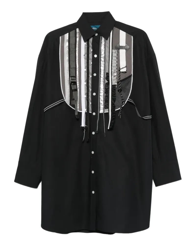 kolor panelled long-sleeve shirt - Schwarz Schwarz