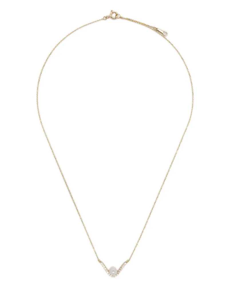 MIZUKI 14kt SBN313 Goldhalskette mit Perlen und Diamanten Gold