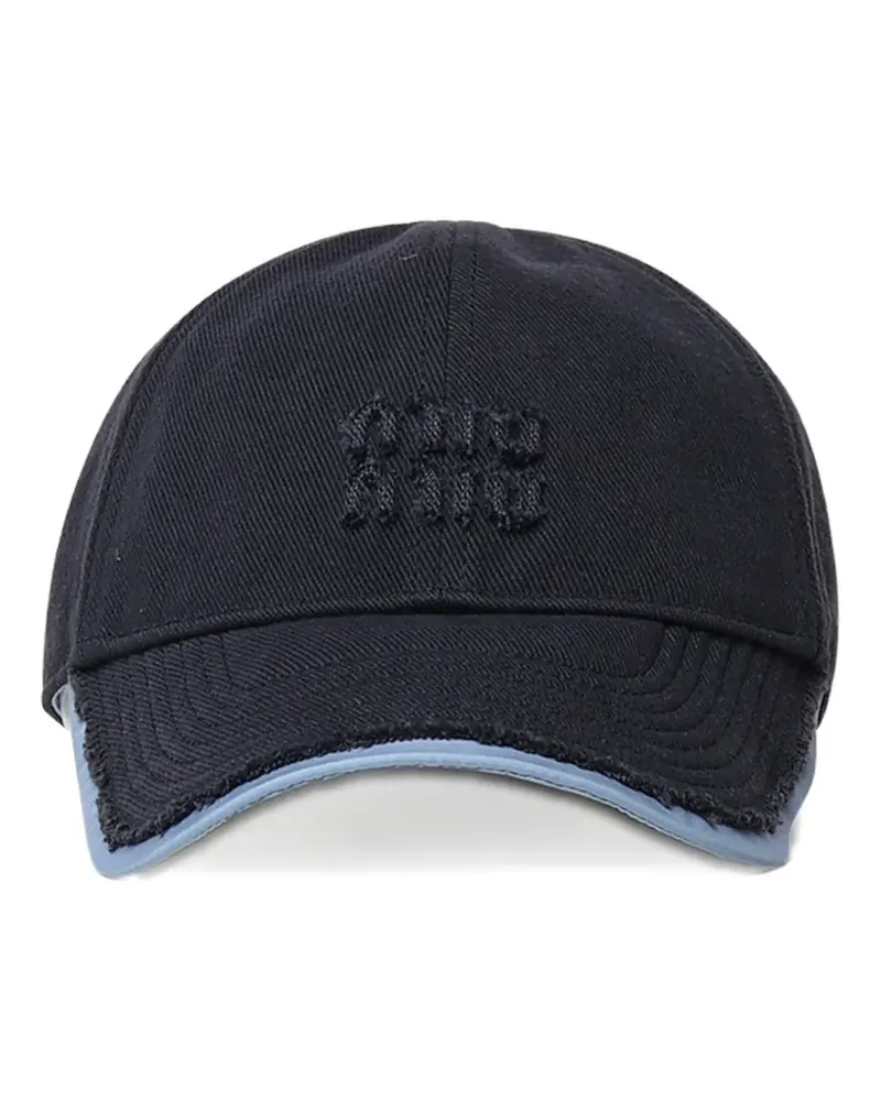 Miu Miu logo-embroidered distressed-finish baseball cap - Blau Blau