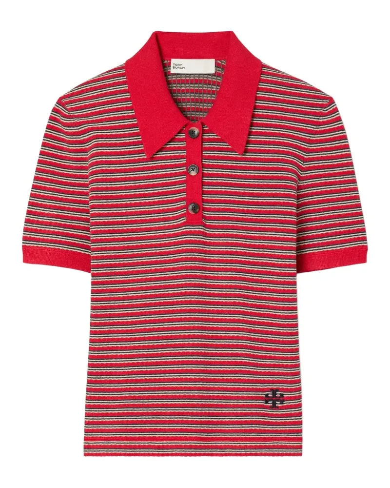 Tory Burch striped viscose polo - Rot Rot
