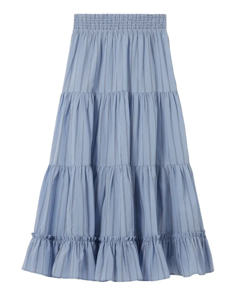 Claudie Pierlot Gestreifter A-Linien-Rock mit Rüschen - Blau Blau
