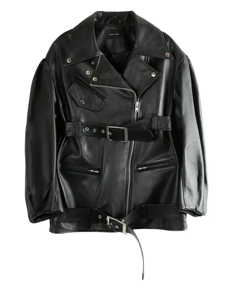 Simone Rocha Lederjacke mit Gürtel - Schwarz Schwarz