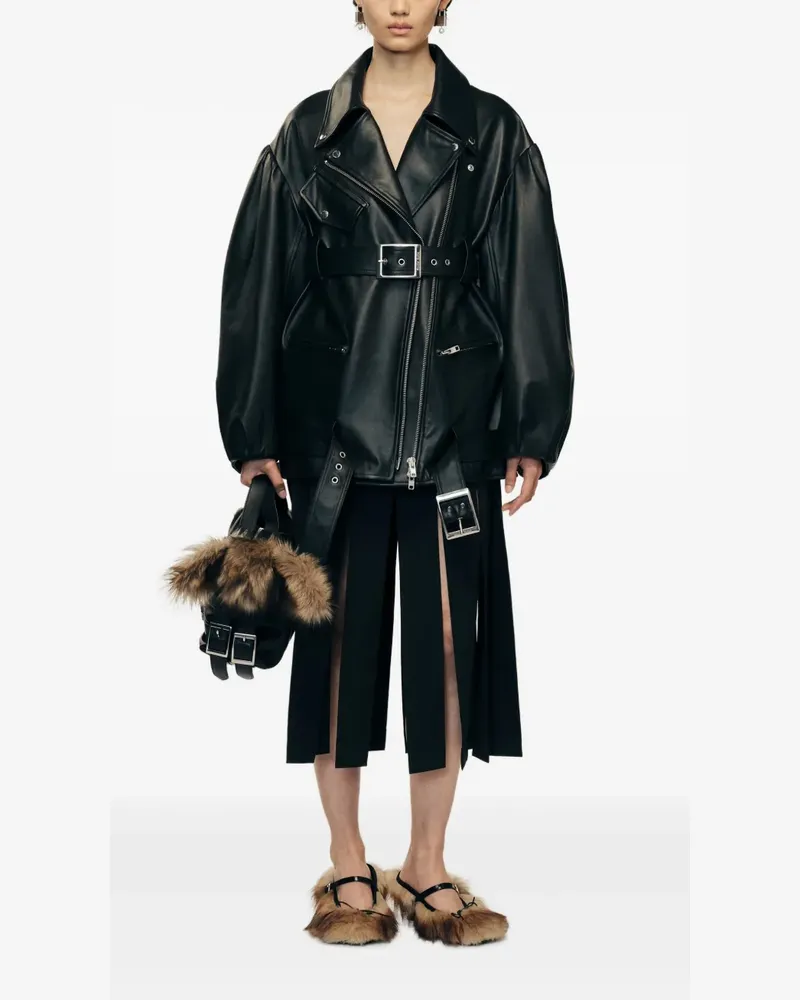 Simone Rocha belted leather jacket - Schwarz Schwarz