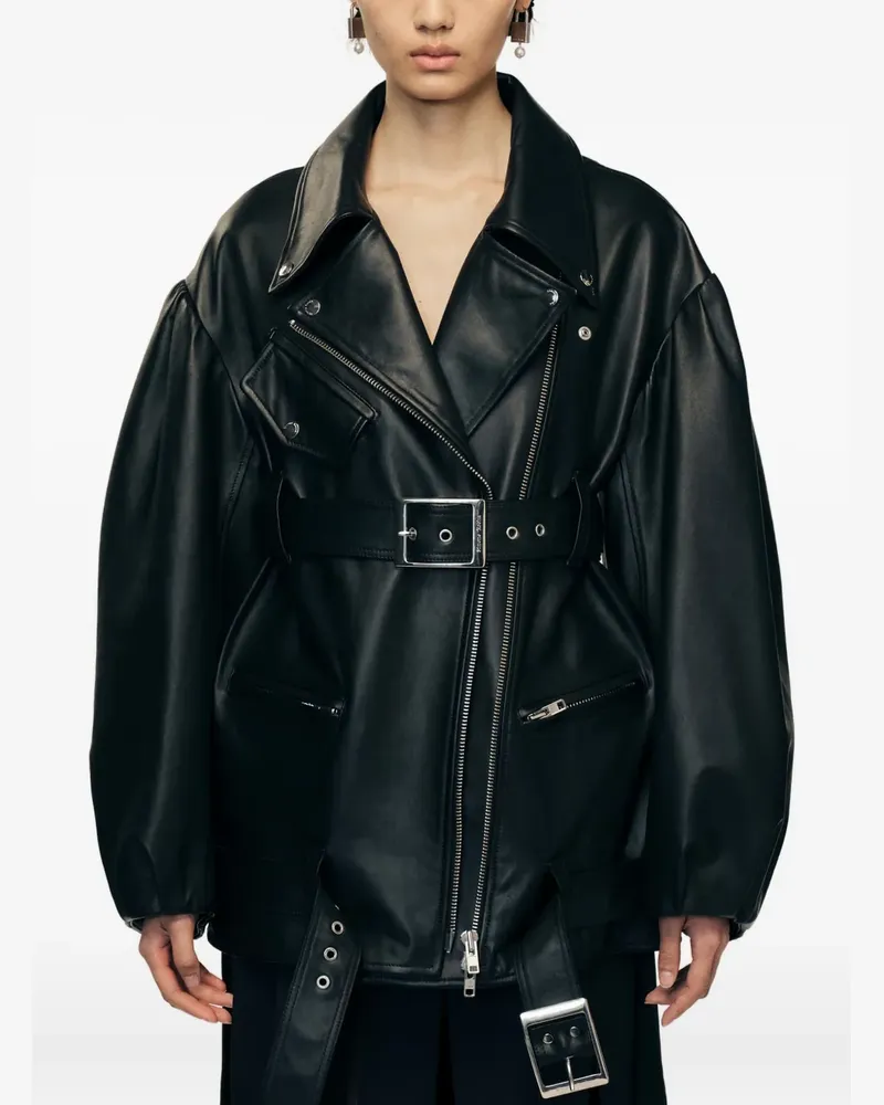 Simone Rocha belted leather jacket - Schwarz Schwarz