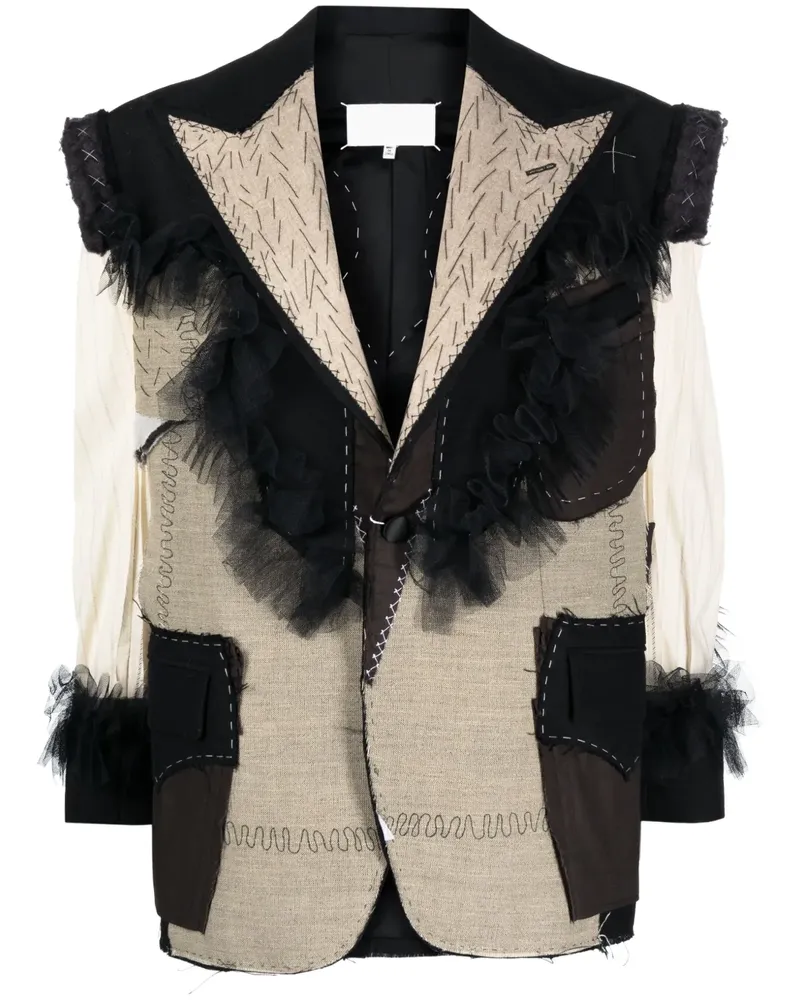 Maison Margiela Einreihiger Blazer im Deconstructed-Look - Braun Braun