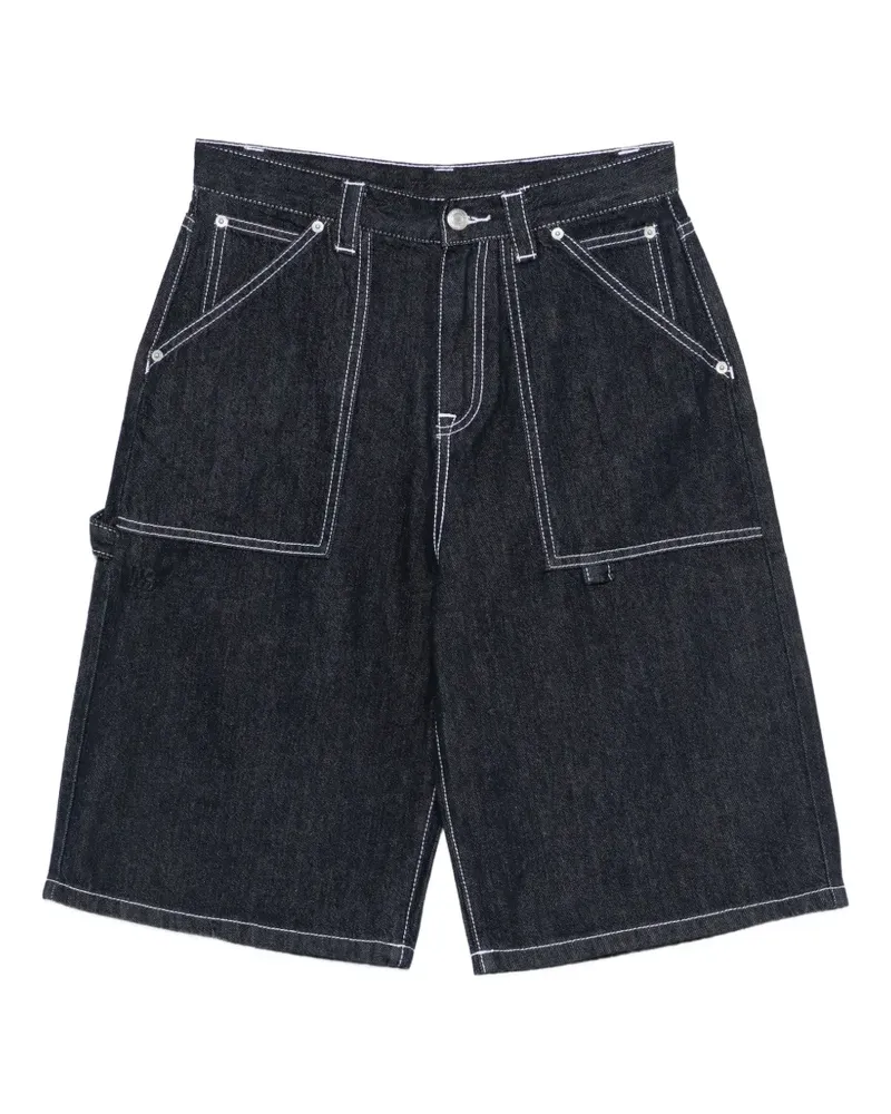 WRSTBHVR contrast-stitch denim shorts - Blau Blau