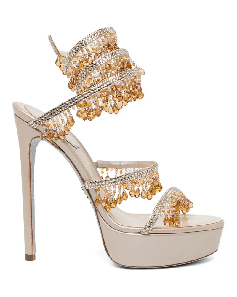 René Caovilla 130mm crystal-embellished sandals - Nude Nude