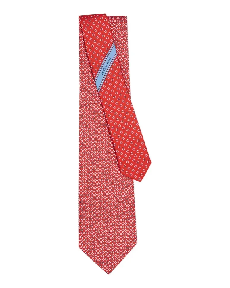 Ferragamo Krawatte mit Gancini-Print - Rot Rot