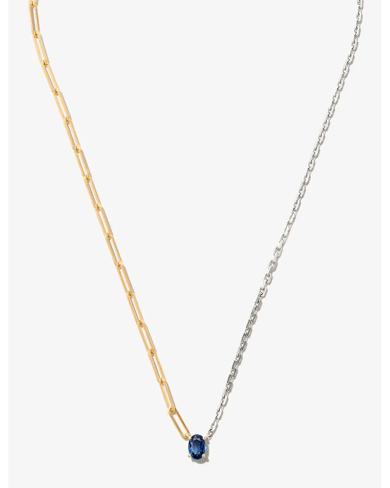 Yvonne Léon 9kt und 29kt Goldhalskette mit Saphir - Silber Silber