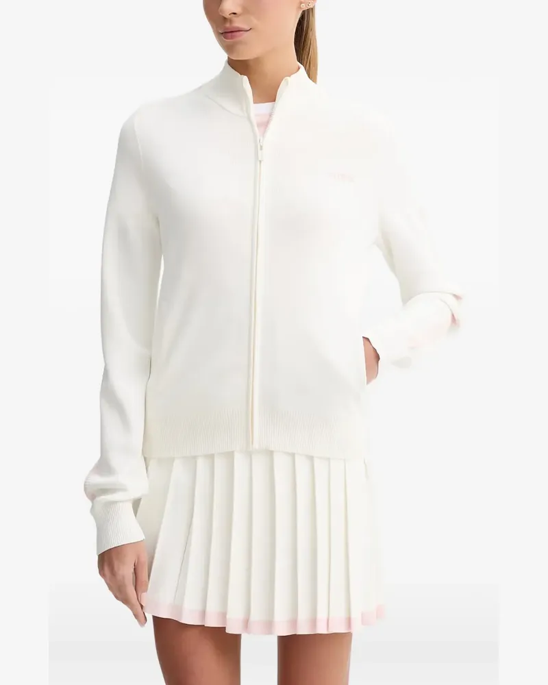 Guess logo-embroidered stripe-detail zip-up sweater - Weiß Weiß