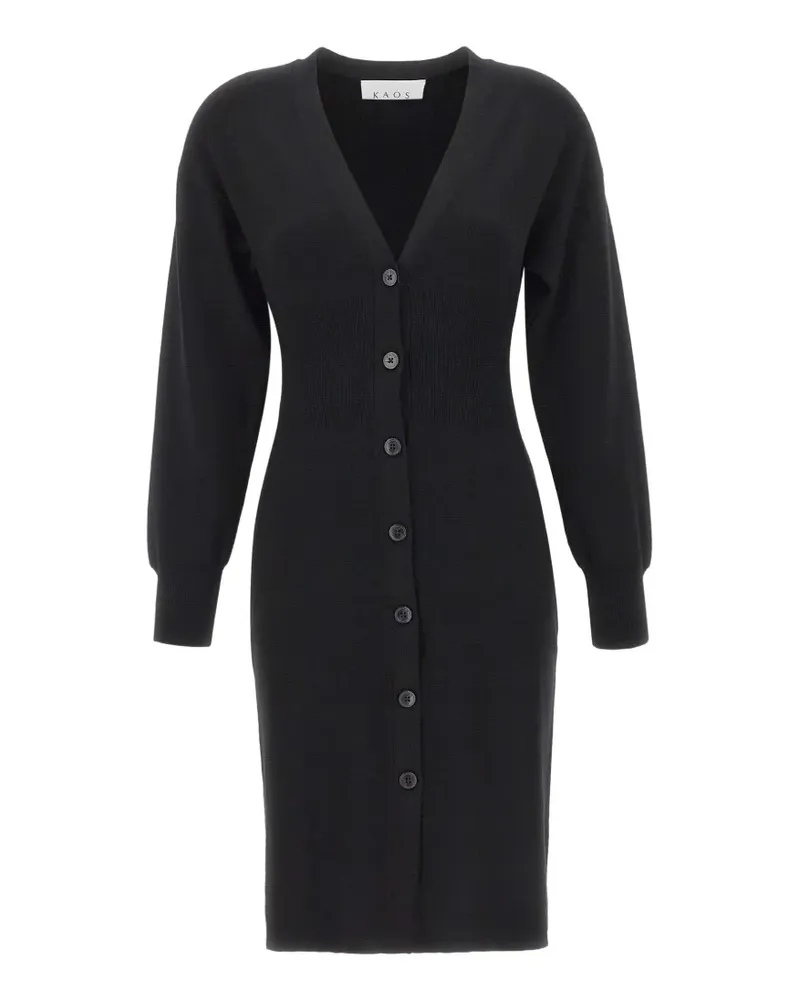 Kaos button-up V-neck midi dress - Schwarz Schwarz
