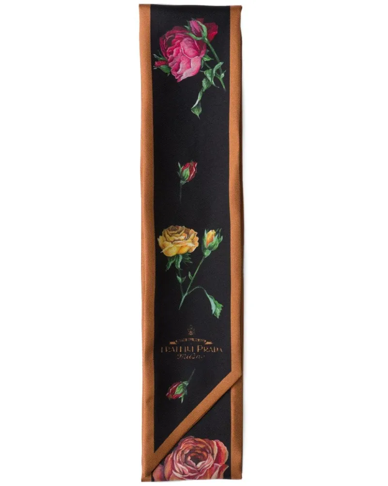 Prada Schal mit Blumen-Print - Schwarz Schwarz