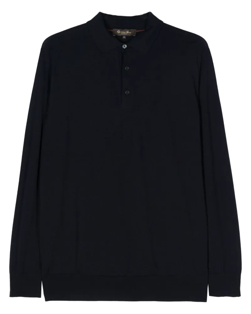 Loro Piana Fein gestricktes Poloshirt - Blau Blau