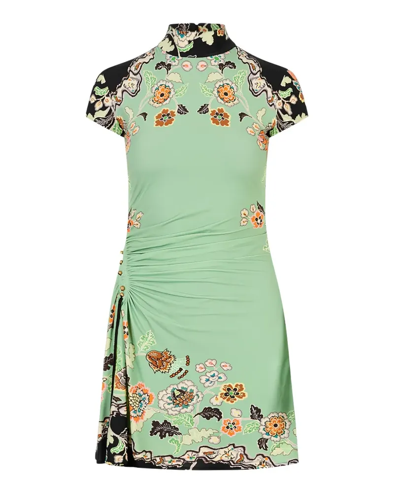 Roberto Cavalli Minikleid mit Blumenprint - Grün Grün