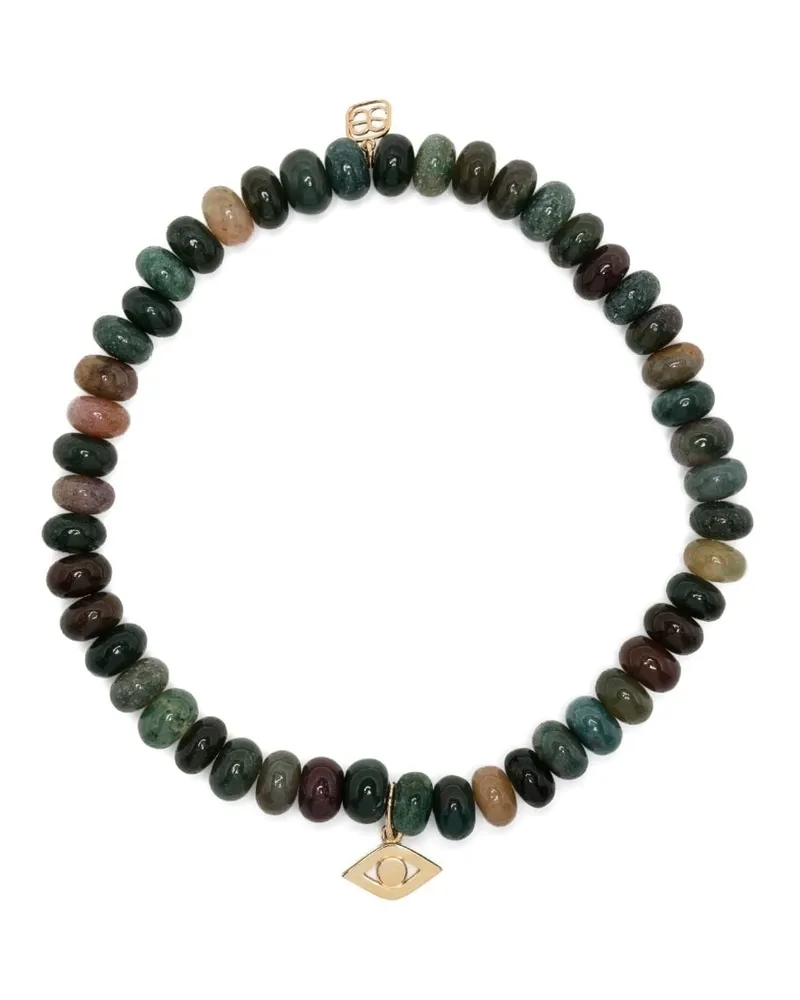 Sydney Evan Perlenarmband aus Achat mit 14kt Evil Eye-Gelbgolddetail - Grün Grün