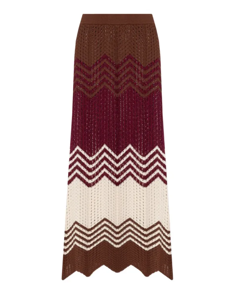AKEP zigzag-pattern knitted maxi skirt - Rot Rot
