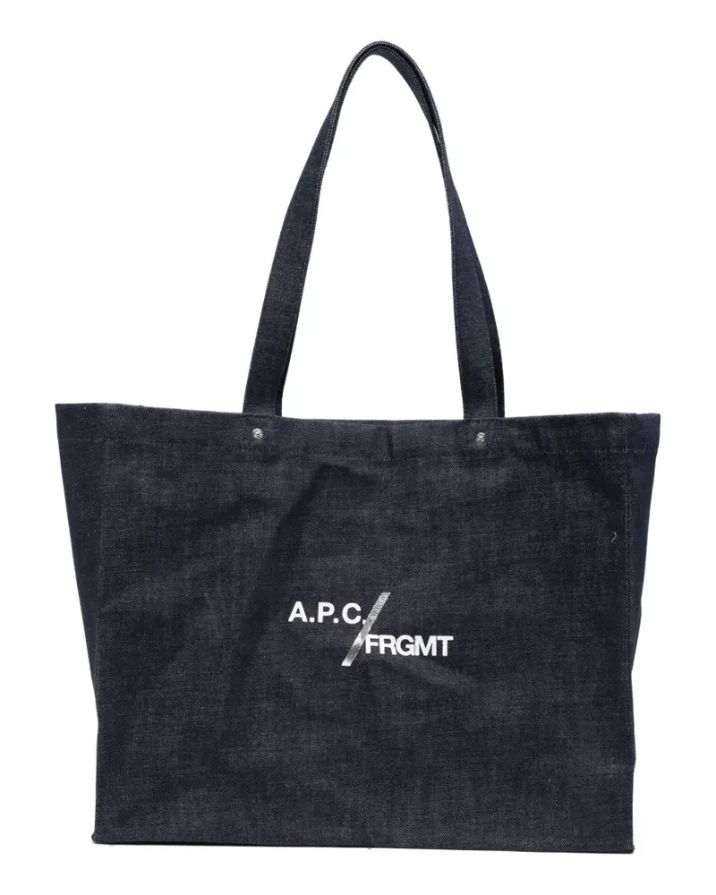 A.P.C. logo-print denim shoulder bag - Blau Blau