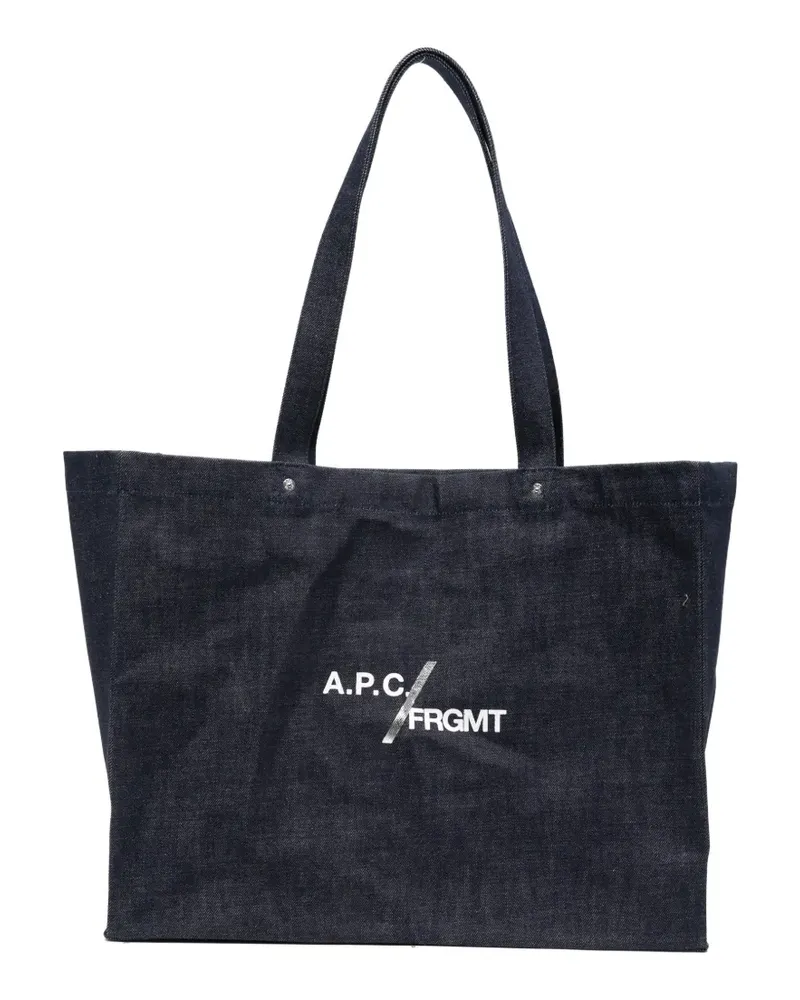 A.P.C. logo-print denim shoulder bag - Blau Blau