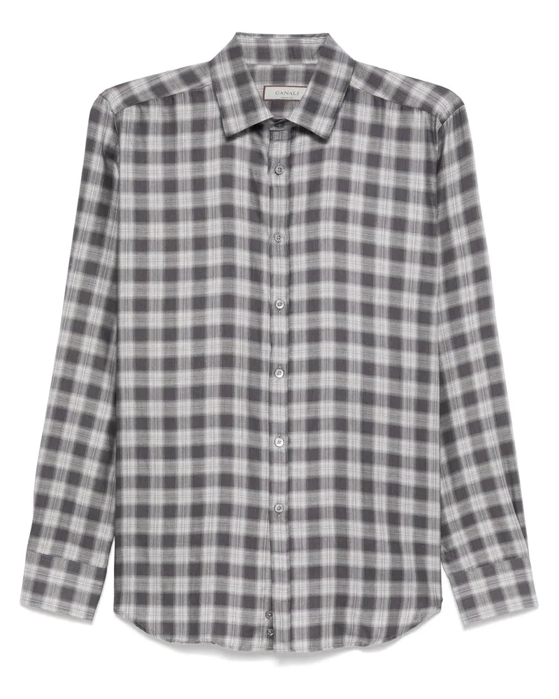 Canali Kariertes Hemd - Grau Grau