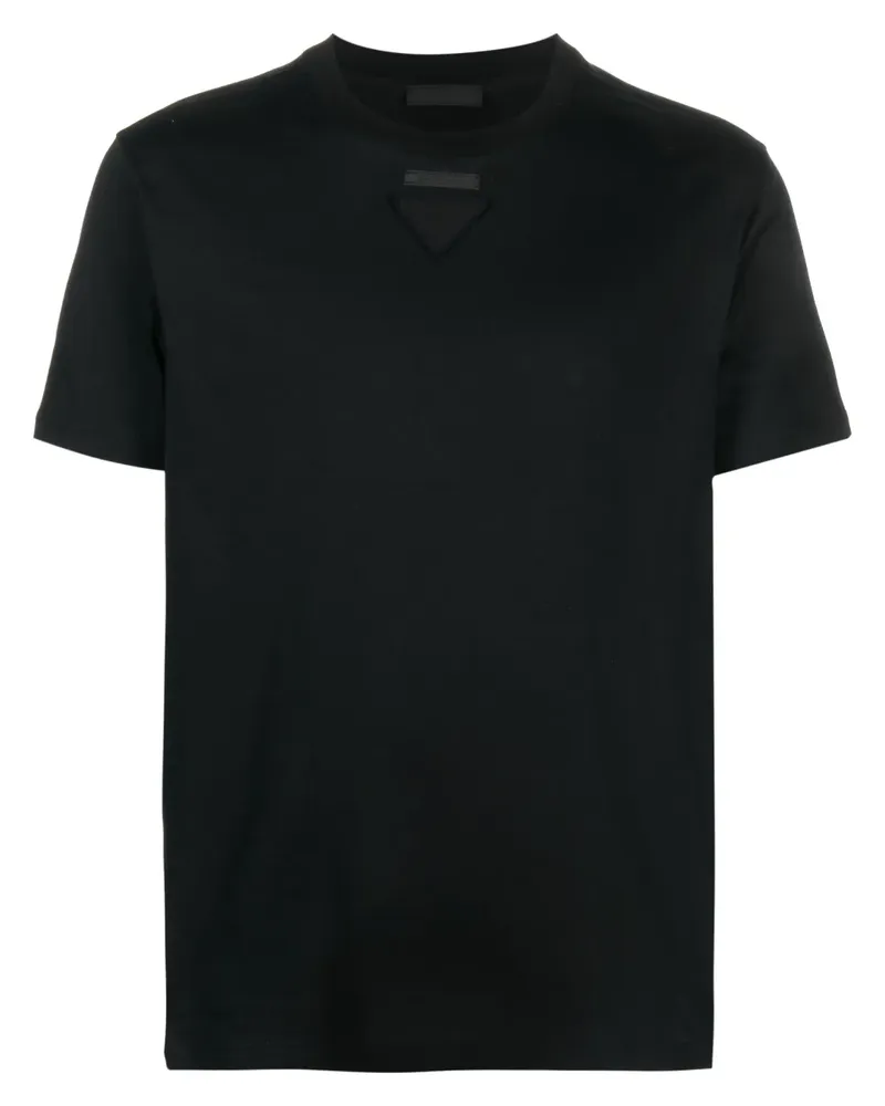 Prada T-Shirt mit Logo-Patch - Schwarz Schwarz