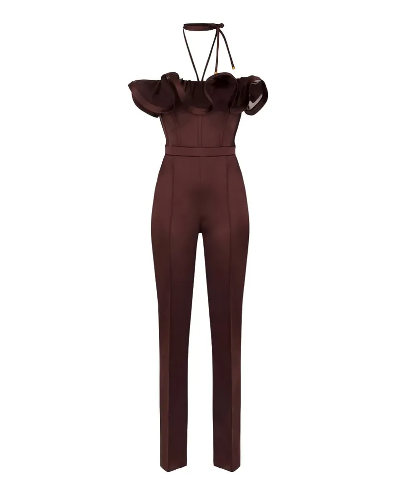 Elisabetta Franchi ruffled off-shoulder jumpsuit - Braun Braun