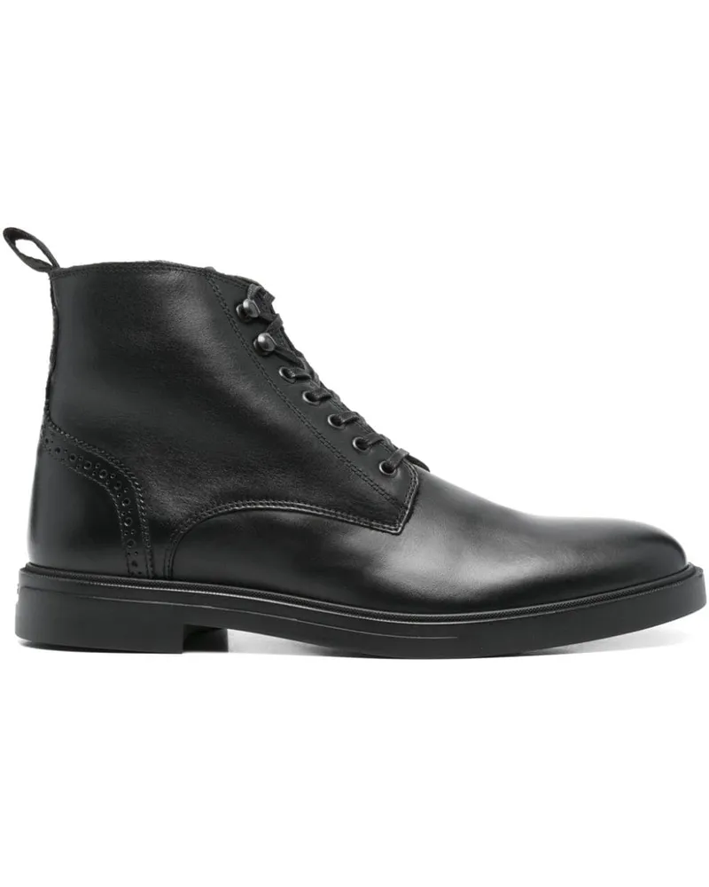 HUGO BOSS Knöchelhohe Lederstiefel - Schwarz Schwarz