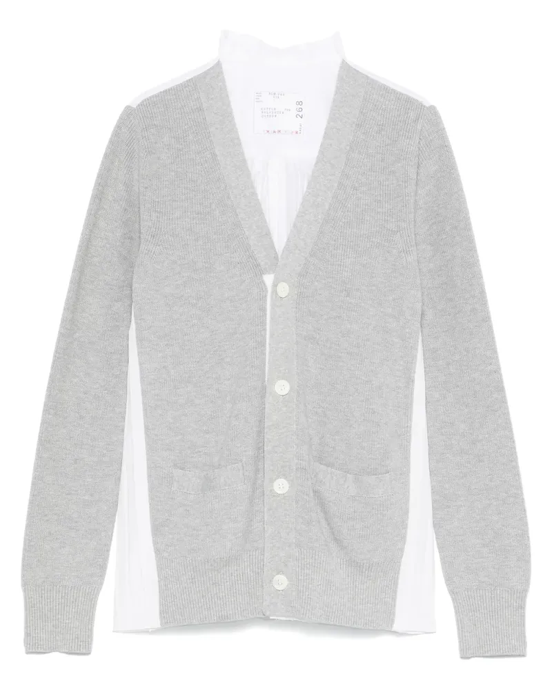Sacai Cardigan mit Falten - Grau Grau