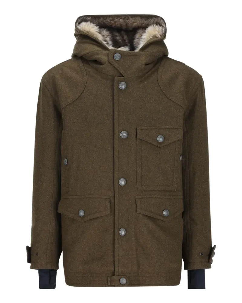 Moncler Kapuzenjacke mit Shearling-Besatz - Grün Grün