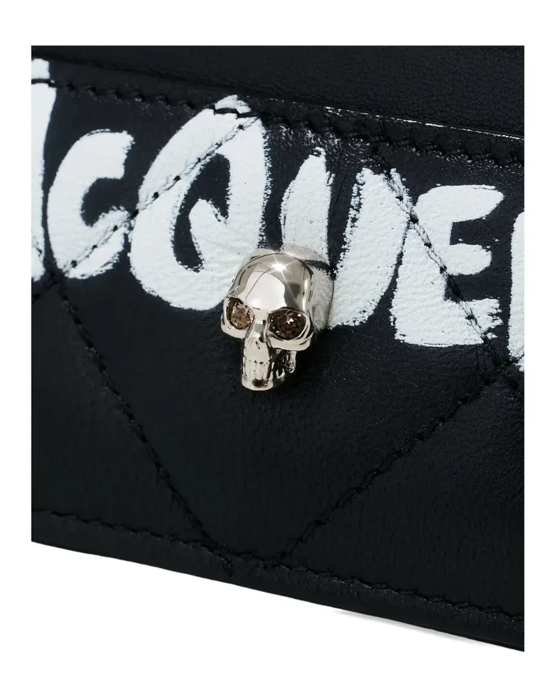 Alexander McQueen Graffiti-print quilted cardholder - Schwarz Schwarz
