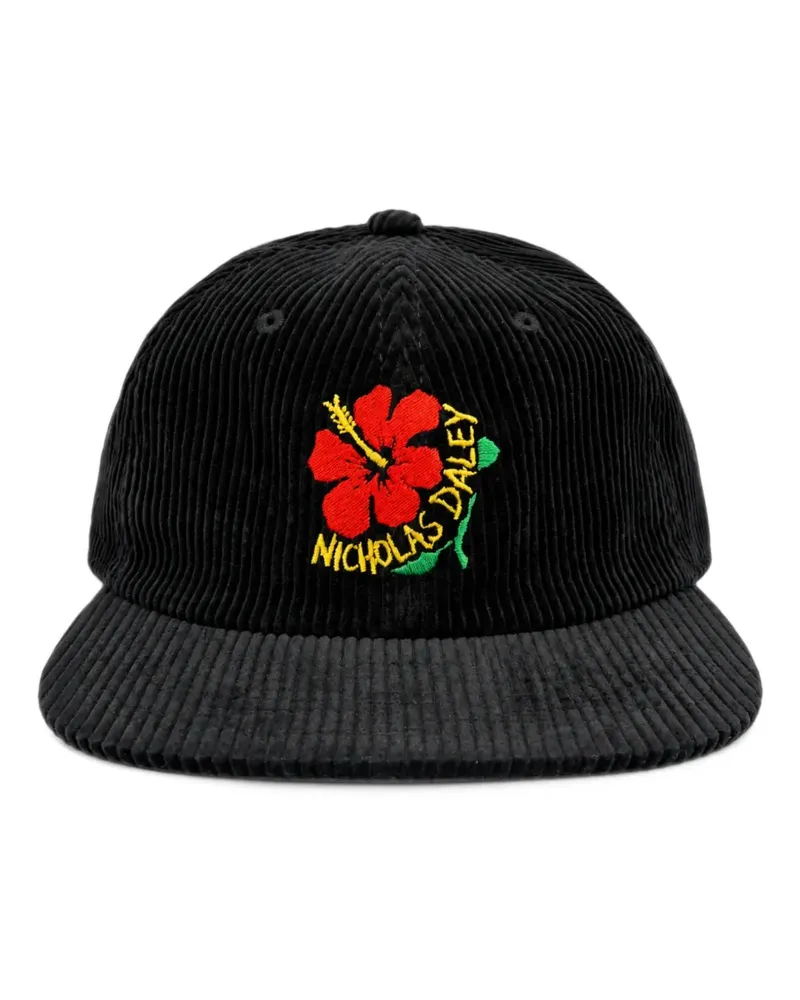 Nicholas Daley floral-embroidered corduroy cap - Schwarz Schwarz
